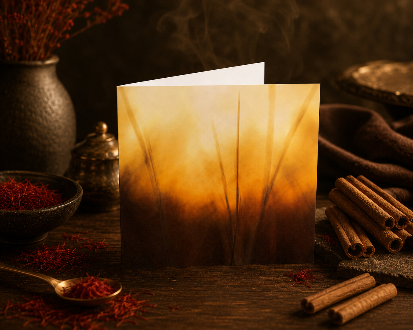 Greetings Card | Cinnamon & Saffron | 15x15cm | Blank Inside
