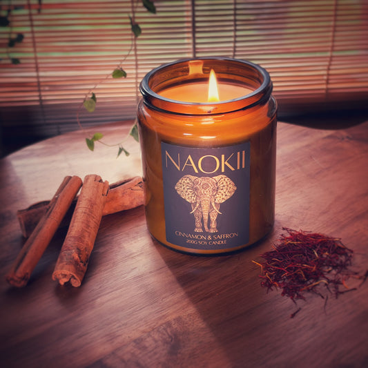 Candle Gift Set | Cinnamon & Saffron | 200g Soy | Hand-Poured by Naokii