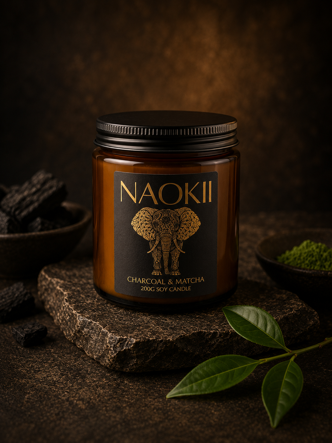Candle | Charcoal & Matcha | 200g Soy | Hand-Poured by Naokii