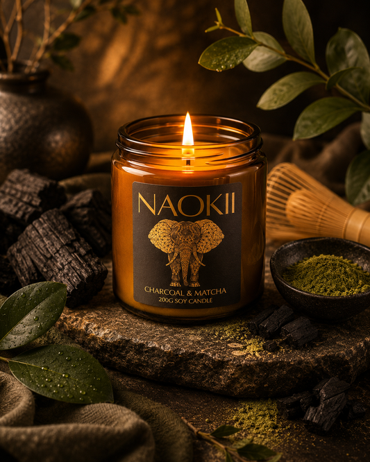 Candle | Charcoal & Matcha | 200g Soy | Hand-Poured by Naokii