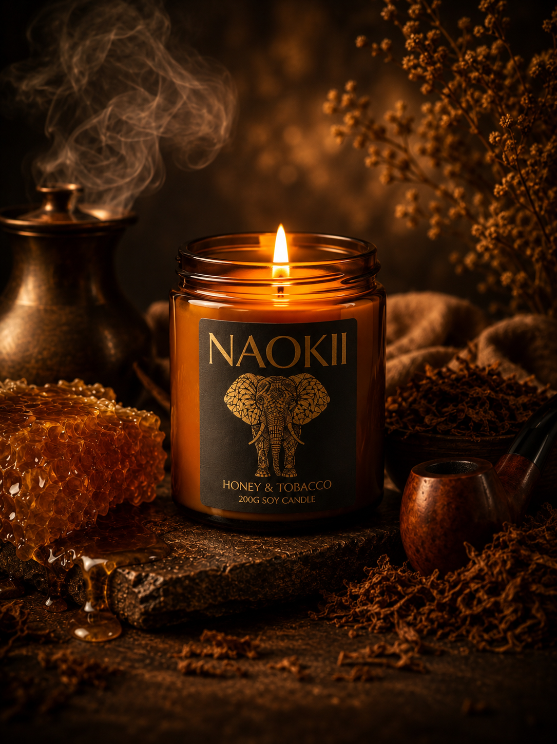 Candle | Honey & Tobacco | 200g Soy | Hand-Poured by Naokii