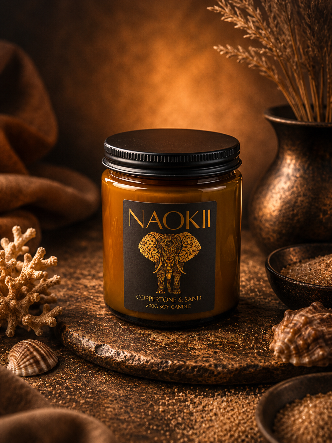 Candle | Coppertone & Sand | 200g Soy | Hand-Poured by Naokii
