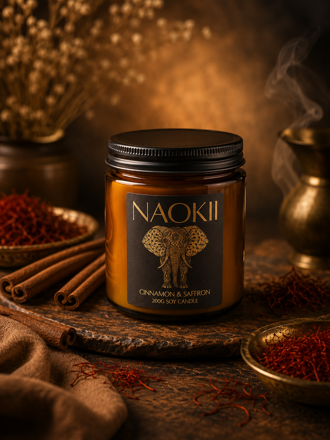 Candle | Cinnamon & Saffron | 200g Soy | Hand-Poured by Naokii